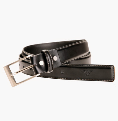 Kamillo Men Casual Brown Genuine Leather Belt, Black