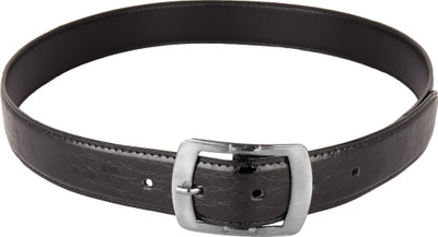 Viva Men Casual, Formal Black Artificial Leather Belt, Silver