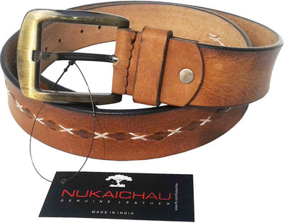 NUKAICHAU Men Casual Tan Genuine Leather Belt