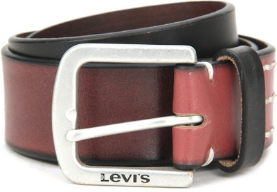 Levi's Men Black, Maroon Genuine Leather Belt, Cheery