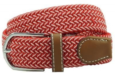 The Tie Hub Men Casual Red Synthetic Belt, Red;white
