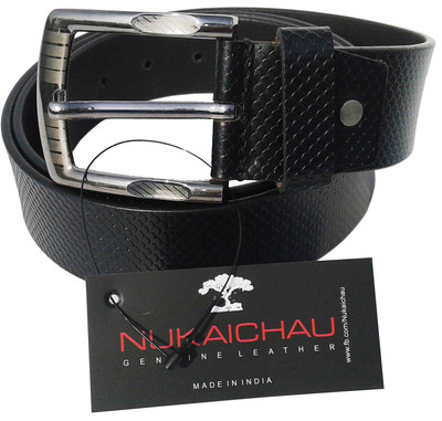 NUKAICHAU Men Formal Black Genuine Leather Belt, Blk e