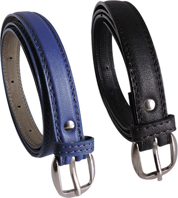 Elligator Women Casual, Formal, Party Blue, White Artificial Leather Belt, Blue-02