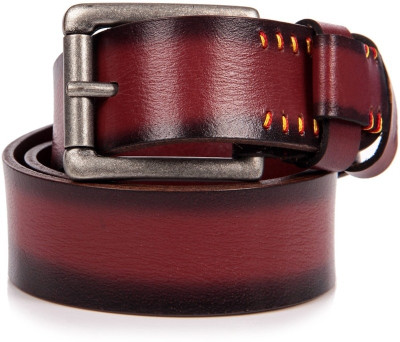 Walletsnbags Men Casual Maroon Genuine Leather Belt, Maroon- b 59