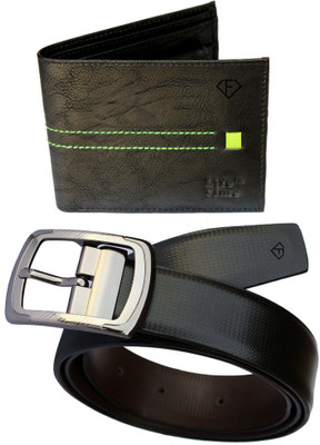 Fashius Men Black Genuine Leather Belt, Black-01