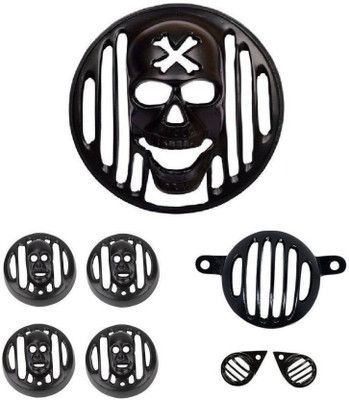 Cadeau Skull Grill Bike Headlight Grill(Black)