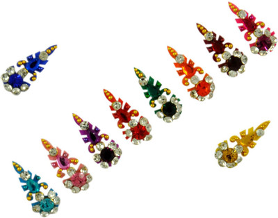 Instabuyz G0LDEN STONE FOREHEAD Multicolor Bindis(FANCY BINDI)