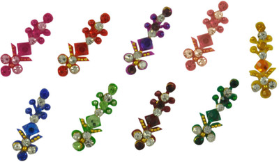 Instabuyz GOLDEN STONE FOREHEAD Multicolor Bindis(FANCY BINDI)