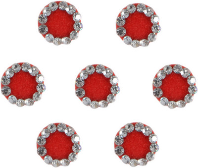 Instabuyz Golden Stone Forehead Red Bindis(Fancy Bindi)