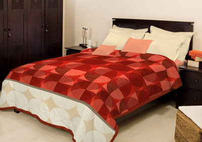 Bombay Dyeing Geometric Single Mink Blanket(Microfiber, Red)
