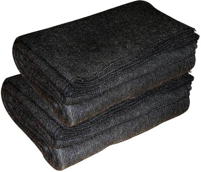 Aazos Plain Blanket(100% Wool, Grey