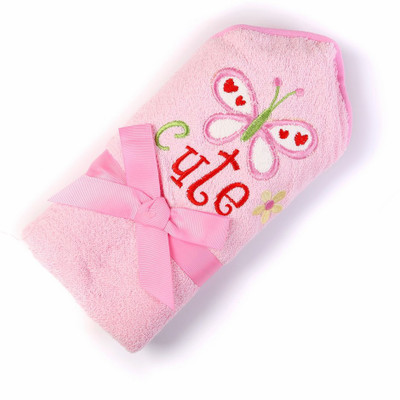 Babyoodles Embroidered Hooded Baby Blanket(Microfiber, Pink