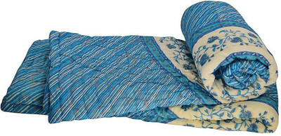 Kaarigar Printed Double Comforter(Microfiber, Blue)