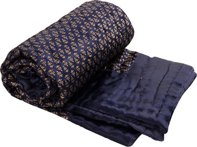 eCraftIndia Floral Comforter(Silk, Purple, Golden, Golden;purple