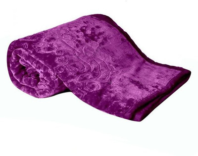 YNA Plain Single Mink Blanket(Microfiber, Purple)