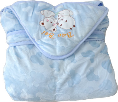 Xinbaoyuan Self Design , Hooded Baby Blanket(Polyester, Aqua Blue