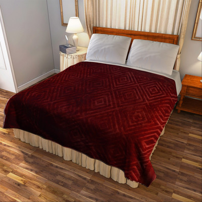 Bombay Dyeing Striped Double Blanket(Microfiber, Red)