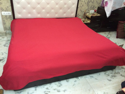 Galaxy Plain Double Coral Blanket(Microfiber, Red)