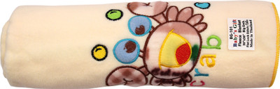 FabSeasons Embroidered Single Blanket(Fleece, Yellow)