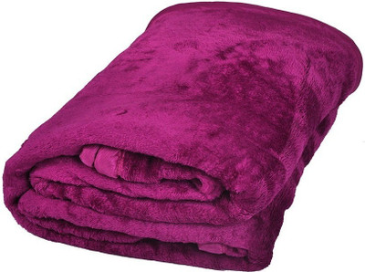 Shopping Store Plain Double Mink Blanket(Microfiber, Purple)