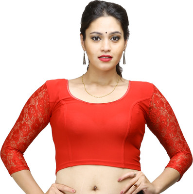 Sreevarus Round Neck Women's Stitched Blouse, Red