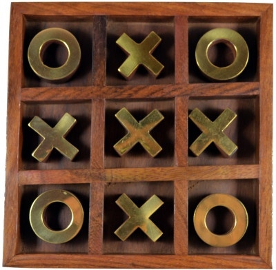 Craftuno Handcrafted Wooden Tic Tac Toe In Tray Board Game