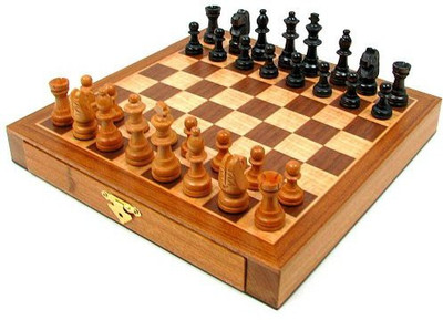 Trademark Games Elegant Inlaid Wood Cabinet With Staunton Wood Chessmenbrown Board Game