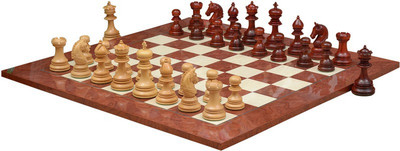 Chessbazaar Indian Chetak II Customized Staunton Set & Red Ash Burl Maple Board Game