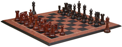 Chessbazaar French Warrior Luxury Set & Black Anigre Red Ash Burl Board Game