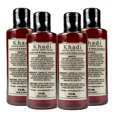 Khadi Herbal Sandalwood & Honey Body Wash(840 ml, Pack of 4)