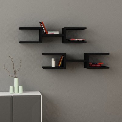 Kingscrafts Solid Wood Open Book Shelf(Finish Color - Black)
