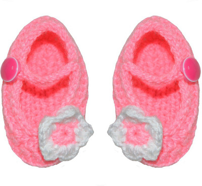 MFJ Infant Pink Booties(Toe to Heel Length - 7 cm Pink)