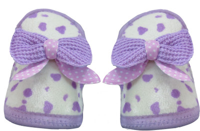 Neska Moda Bow 6 To 18 Month Baby Booties(Toe to Heel Length - 12 cm Purple)