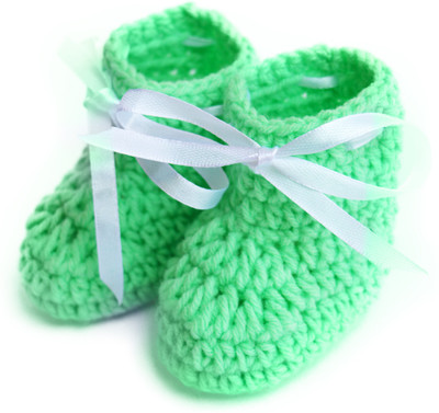 Love Crochet Art Booties(Toe to Heel Length - 8 cm Green)