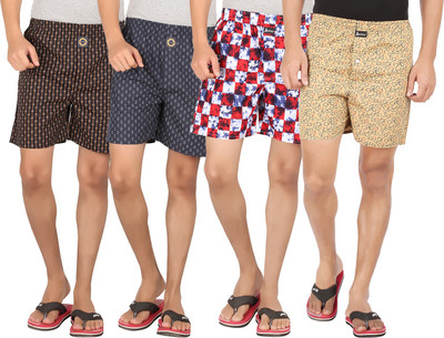 Joven Printed Men's Boxer(Pack of 4, Beige;black;blue;multicolor