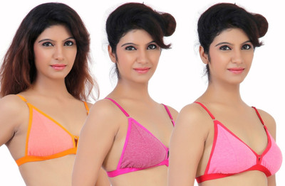 Fabme Women's Full Coverage Non Padded Bra(Orange, Pink, Red)