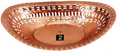 Indian art villa Copper Bread Basket(Brown)