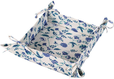 Rajrang Cotton Bread Basket(White, Blue)