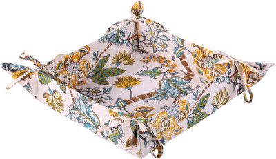Rajrang Cotton Bread Basket(White, Green)