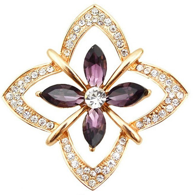 Silver Shoppee Golden Bling Brooch(Gold, Purple)