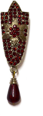 Tangerine Flower Crystal Brooch(Maroon)