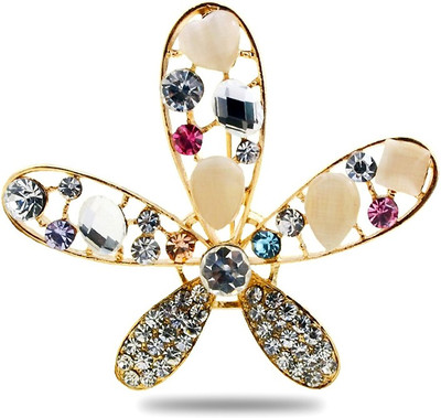Silver Shoppee The Dazzled Star Brooch(Beige, Gold, White)