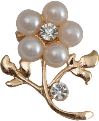 Taj Pearl Designer Small Brooch(Gold)