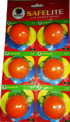 Wipro 0.5 W Standard B22 D LED Bulb(Orange, Pack of 6)