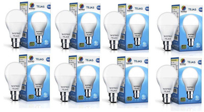 Wipro 9 W Standard B22 LED Bulb(White, Pack of 08)