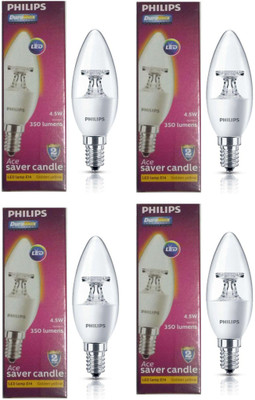 Philips 4.5 W Candle E14 LED Bulb(Yellow, Pack of 4)