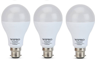 Wipro 12 W Standard B22 LED Bulb(White, Pack of 03)