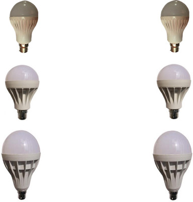 Galaxy 7 W, 12 W, 18 W Standard B22 LED Bulb(White, Pack of 6)