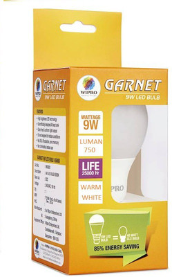 Wipro 9 W Standard B22 LED Bulb(Yellow)