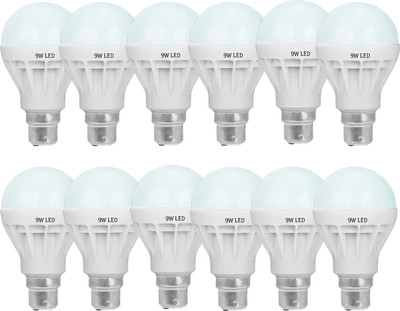 SR Collection 9 W Standard B22 LED Bulb(White, Pack of 12)